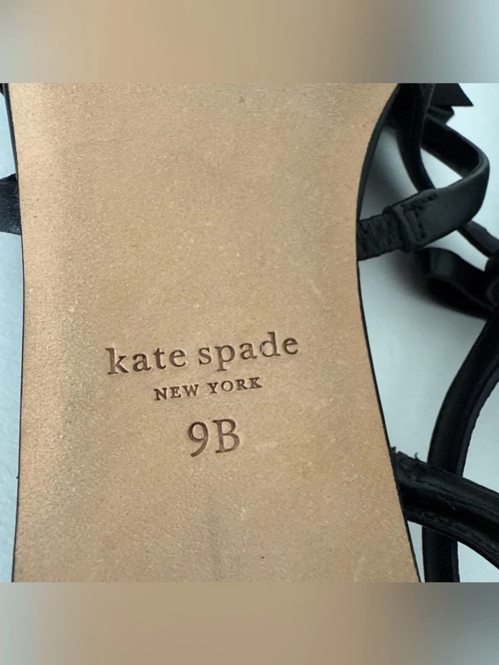 Kate Spade Carolina Flat Slingback Black Leather Pointed Toe Mary Jane Bow